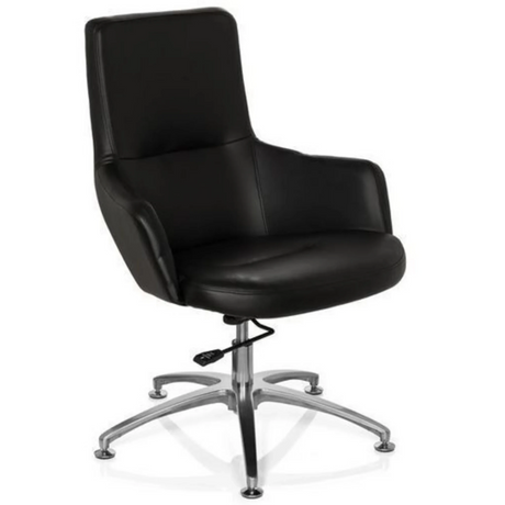 Fauteuil de salon SHAKE 300 noir avec revêtement en similicuir et pied en étoile brillant de hjh OFFICE