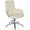 Fauteuil de salon SHAKE 300 blanc crème avec piètement étoile en métal brillant et roulettes de hjh OFFICE