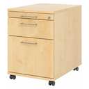 Caisson bureau sur roulettes SIGNA AC20 aspect érable avec poignées métalliques en arc et roulettes de hjh OFFICE PRO