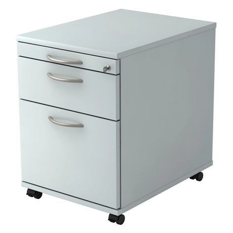 Caisson bureau sur roulettes SIGNA AC20 gris en métal avec poignées arquées et quatre roulettes de hjh OFFICE PRO
