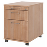 Caisson bureau sur roulettes SIGNA AC20 aspect noyer avec trois tiroirs et poignées métalliques en boucle de hjh OFFICE PRO