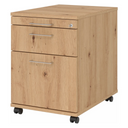 Caisson bureau sur roulettes SIGNA AC20 en chêne rustique avec poignées en U argentées et roulettes de hjh OFFICE PRO