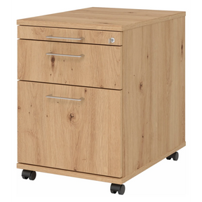 Caisson bureau sur roulettes SIGNA AC20 en chêne rustique avec poignées en U argentées et roulettes de hjh OFFICE PRO
