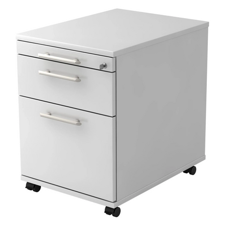 Caisson bureau sur roulettes SIGNA AC20 blanc en plastique avec poignées tubulaires de hjh OFFICE PRO