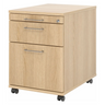 Caisson bureau sur roulettes SIGNA AC20 aspect chêne avec trois tiroirs, poignées en métal et roulettes de hjh OFFICE PRO