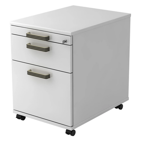 Caisson bureau sur roulettes SIGNA AC20 blanc avec poignées rainurées en plastique de hjh OFFICE PRO