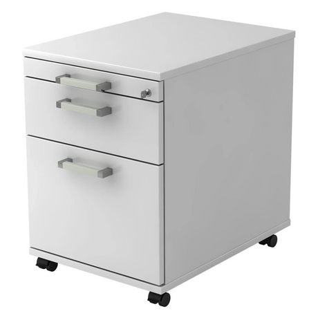Caisson bureau sur roulettes SIGNA AC20 en métal blanc avec poignées chromées de hjh OFFICE PRO