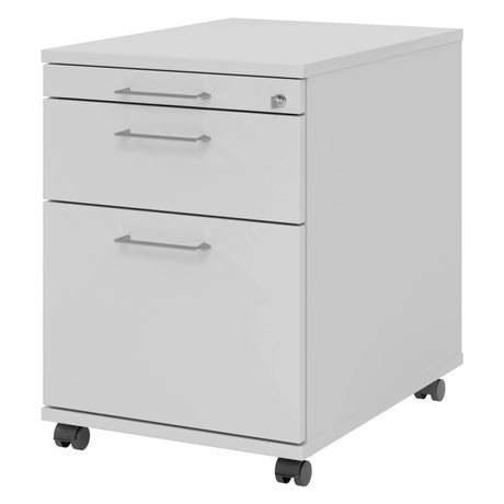 Caisson bureau sur roulettes SIGNA AC20 en métal gris avec trois tiroirs et poignées en arc de hjh OFFICE PRO