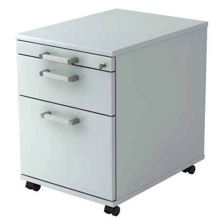 Caisson bureau sur roulettes SIGNA AC20 gris en métal avec poignées chromées et roulettes de hjh OFFICE PRO