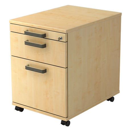 Caisson bureau sur roulettes SIGNA AC20 aspect érable avec trois poignées rainurées de hjh OFFICE PRO