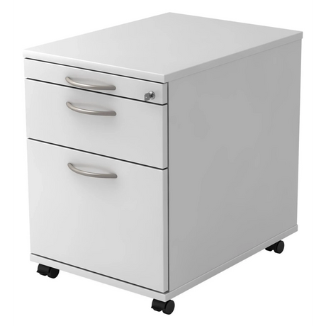 Caisson bureau sur roulettes SIGNA AC20 blanc en métal avec trois poignées incurvées de hjh OFFICE PRO
