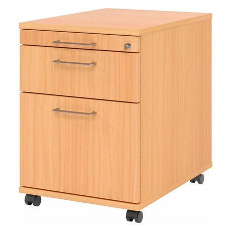 Caisson bureau sur roulettes SIGNA AC20 aspect hêtre avec poignées en métal et roulettes de hjh OFFICE PRO