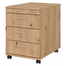 Caisson bureau sur roulettes SIGNA AC30 aspect frêne avec quatre tiroirs et poignées en métal de hjh OFFICE PRO