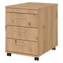 Caisson bureau sur roulettes SIGNA AC30 aspect frêne avec quatre tiroirs et poignées en métal de hjh OFFICE PRO