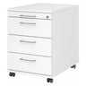 Caisson bureau sur roulettes SIGNA AC30 blanc en métal avec quatre tiroirs et poignées en arche de hjh OFFICE PRO