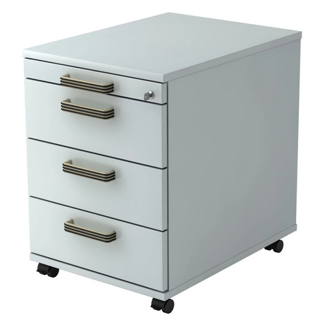 Caisson bureau sur roulettes System SIGNA AC30 gris en plastique avec quatre poignées rayées de hjh OFFICE PRO