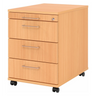 Caisson bureau sur roulettes SIGNA AC30 aspect hêtre avec quatre tiroirs et poignées en métal de hjh OFFICE PRO