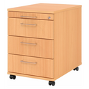 Caisson bureau sur roulettes SIGNA AC30 aspect hêtre avec quatre tiroirs et poignées en métal de hjh OFFICE PRO