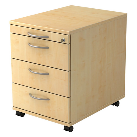 Caisson bureau sur roulettes SIGNA AC30 effet érable avec quatre tiroirs et poignées incurvées de hjh OFFICE PRO