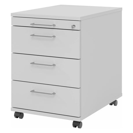 Caisson bureau sur roulettes SIGNA AC30 gris en métal avec quatre tiroirs et poignées en arche de hjh OFFICE PRO