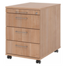 Caisson bureau sur roulettes SIGNA AC30 aspect noyer avec quatre tiroirs et poignées en arche de hjh OFFICE PRO