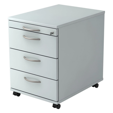 Caisson bureau sur roulettes SIGNA AC30 gris en métal avec quatre poignées arquées et roulettes de hjh OFFICE PRO