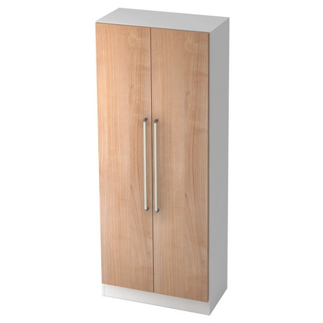 Armoire SIGNA G 7100 en blanc et aspect noyer avec deux poignées chromées de hjh OFFICE PRO