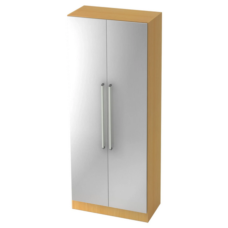 Armoire SIGNA G 7100 en hêtre et argent avec deux façades métalliques argentées et des poignées chromées de hjh OFFICE PRO