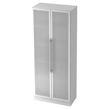 Armoire SIGNA G 7100G en blanc-argent avec deux portes en verre dépoli et poignées tubulaires de hjh OFFICE PRO