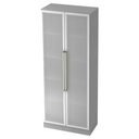 Armoire de bureau grise SIGNA G 7100G avec deux portes en verre dépoli et poignées chromées de hjh OFFICE PRO