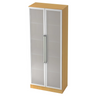 Armoire de bureau SIGNA G 7100G effet hêtre avec portes en verre argenté et poignées chromées de hjh OFFICE PRO
