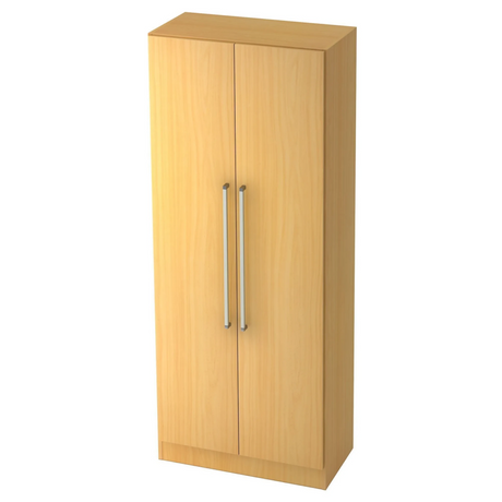 Armoire de bureau à deux portes SIGNA G 7200 aspect hêtre avec deux poignées chromées argentées de hjh OFFICE PRO