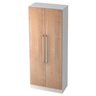 Armoire de bureau SIGNA G 7200 en blanc et noyer avec deux longues poignées chromées de hjh OFFICE PRO