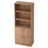 Étagère SIGNA G 7300 aspect noyer avec trois niches ouvertes et deux tiroirs avec poignées chromées de hjh OFFICE PRO