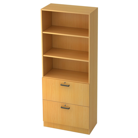 Meuble d'étagères SIGNA G 7300 décor hêtre avec niches ouvertes et deux tiroirs de hjh OFFICE PRO