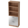 Étagère SIGNA G 7300 aspect noyer avec trois niches ouvertes et deux tiroirs argentés de hjh OFFICE PRO