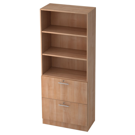 Étagère SIGNA G 7300 aspect noyer avec trois niches ouvertes et deux portes de placard de hjh OFFICE PRO