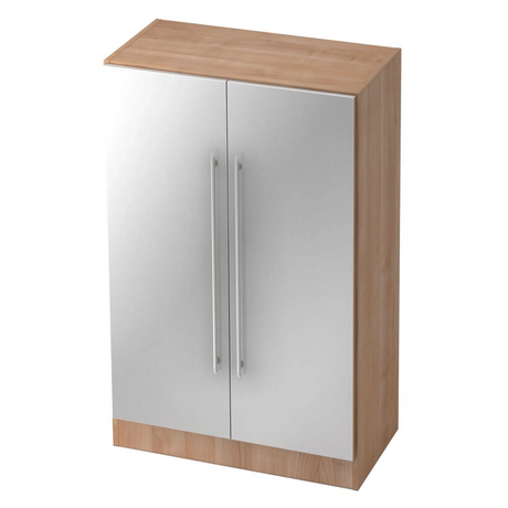 Armoire SIGNA G 7550 aspect noyer avec façades en plastique argenté et poignées rails de hjh OFFICE PRO