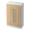 Armoire SIGNA G 7550 en blanc et chêne avec deux poignées chromées argentées de hjh OFFICE PRO