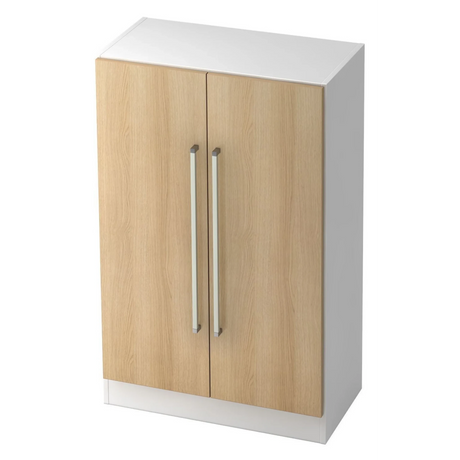 Armoire SIGNA G 7550 en blanc et chêne avec deux poignées chromées argentées de hjh OFFICE PRO