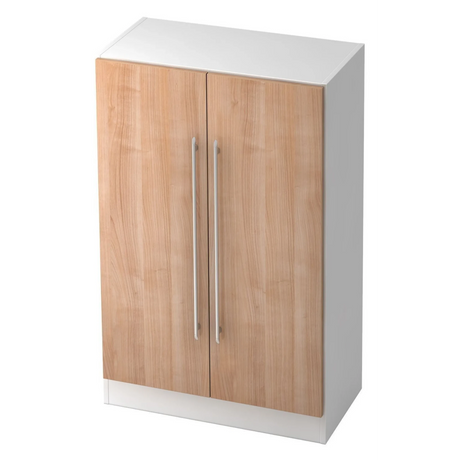 Armoire SIGNA G 7550 en blanc et noyer avec deux portes et poignées rails de hjh OFFICE PRO