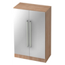 Armoire SIGNA G 7550 aspect noyer avec portes en métal argenté et deux poignées chromées de hjh OFFICE PRO