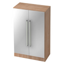 Armoire SIGNA G 7550 aspect noyer avec portes en métal argenté et deux poignées chromées de hjh OFFICE PRO