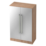 Armoire SIGNA G 7550 aspect noyer avec portes en métal argenté et deux poignées chromées de hjh OFFICE PRO