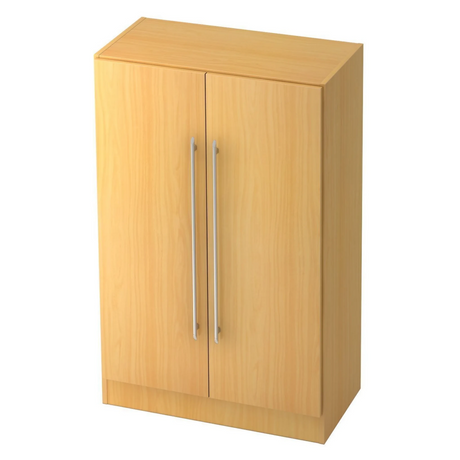 Armoire de bureau SIGNA G 7550 effet hêtre avec deux portes et poignées rails argentées de hjh OFFICE PRO