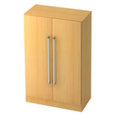 Armoire de bureau SIGNA G 7550 aspect hêtre avec deux portes et poignées chromées argentées de hjh OFFICE PRO