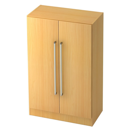 Armoire de bureau SIGNA G 7550 aspect hêtre avec deux portes et poignées chromées argentées de hjh OFFICE PRO
