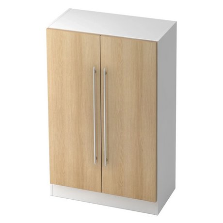 Armoire SIGNA G 7550 en blanc et chêne avec deux portes et de longues poignées barres blanches de hjh OFFICE PRO
