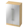 Armoire SIGNA G 7550 en bois d'érable clair avec portes en métal argenté et poignées en chrome de hjh OFFICE PRO