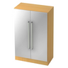 Armoire SIGNA G 7550 en hêtre et argent avec deux façades métalliques et des poignées chromées de hjh OFFICE PRO